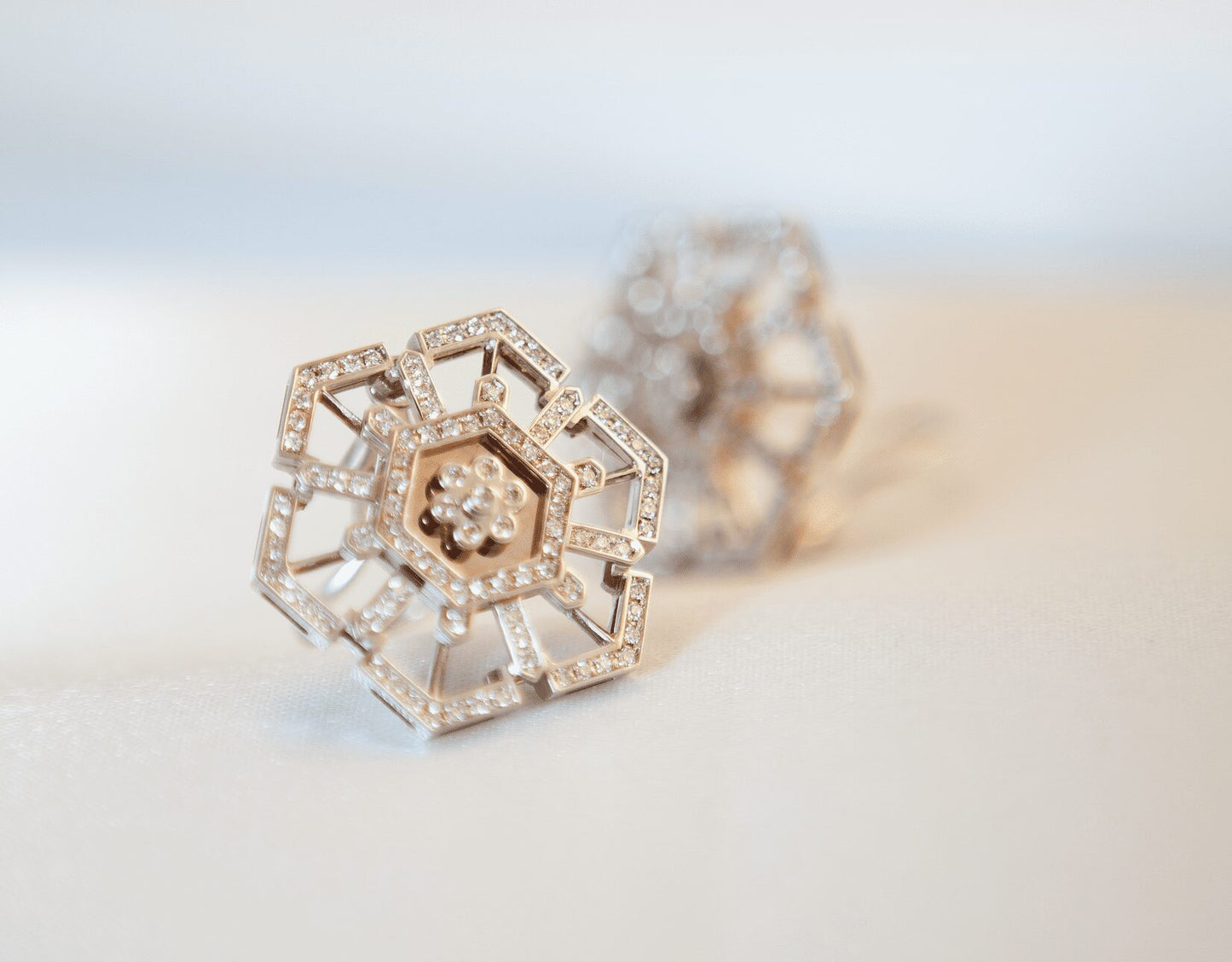 Snow Cristal in White gold Cufflinks image 0