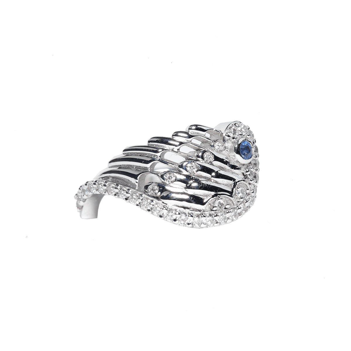 18K White Gold, Diamond & Sapphire Wrap Around Ring image 0