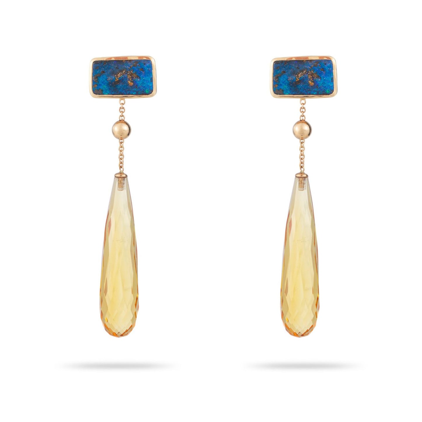 Opal and Citrin Earrings in Yellow Gold 18k image 1