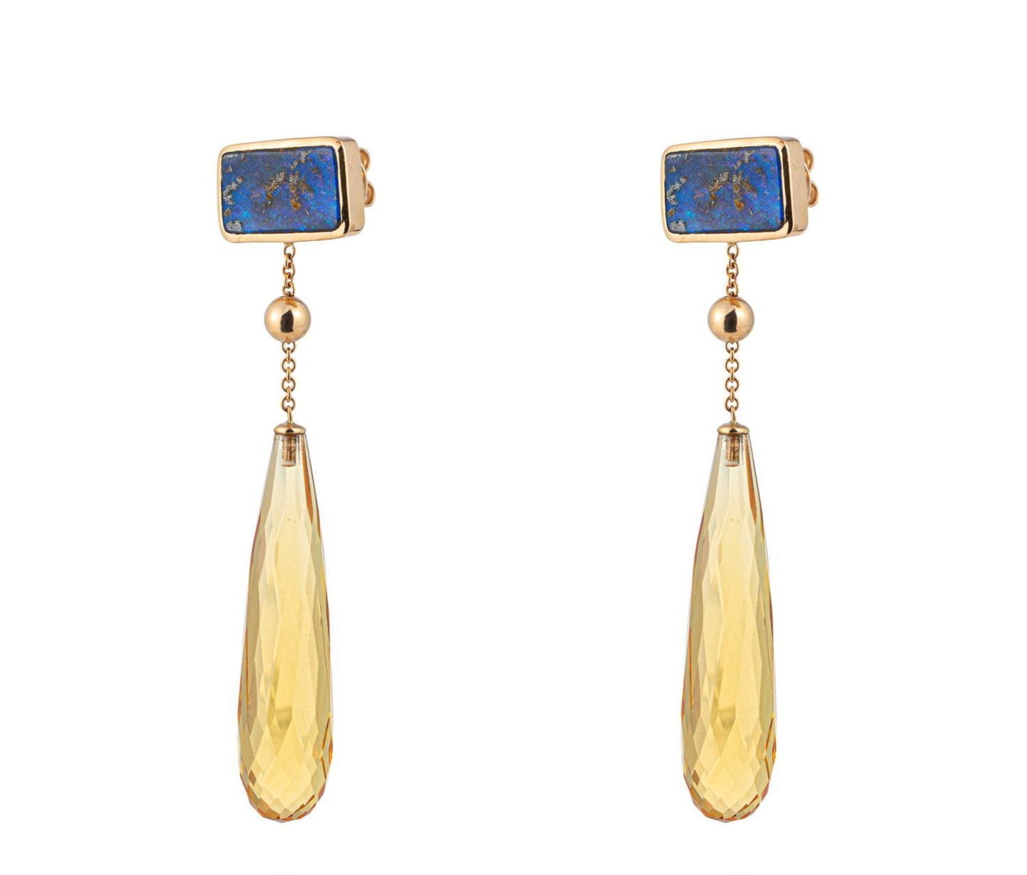 Opal and Citrin Earrings in Yellow Gold 18k image 0