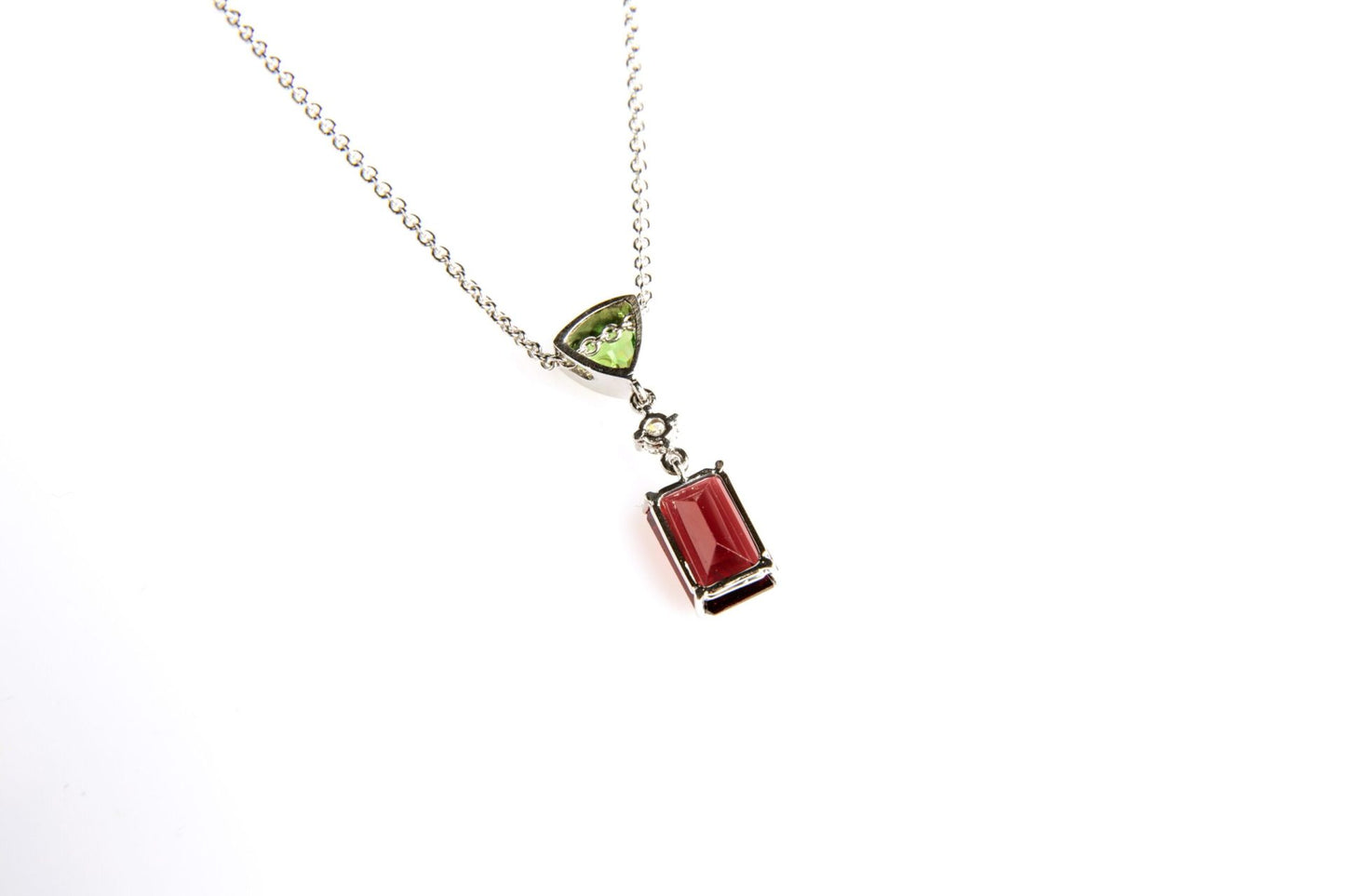Tsavorite & Garnet Pendant in White Gold 18K image 7