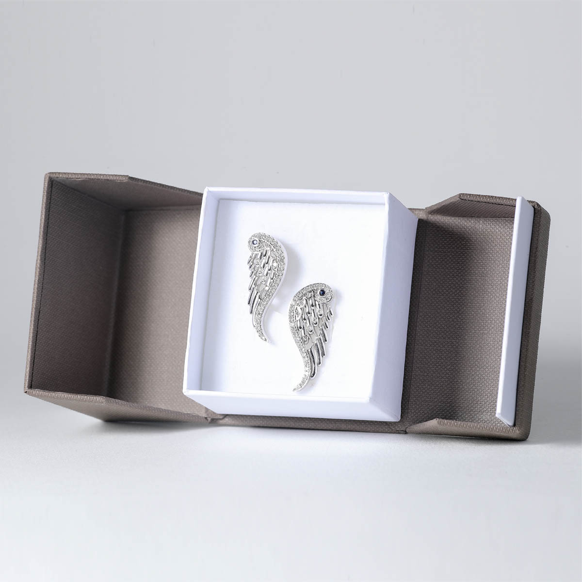 Sterling Silver, Diamond & Sapphire Angel Wing Earrings image 7