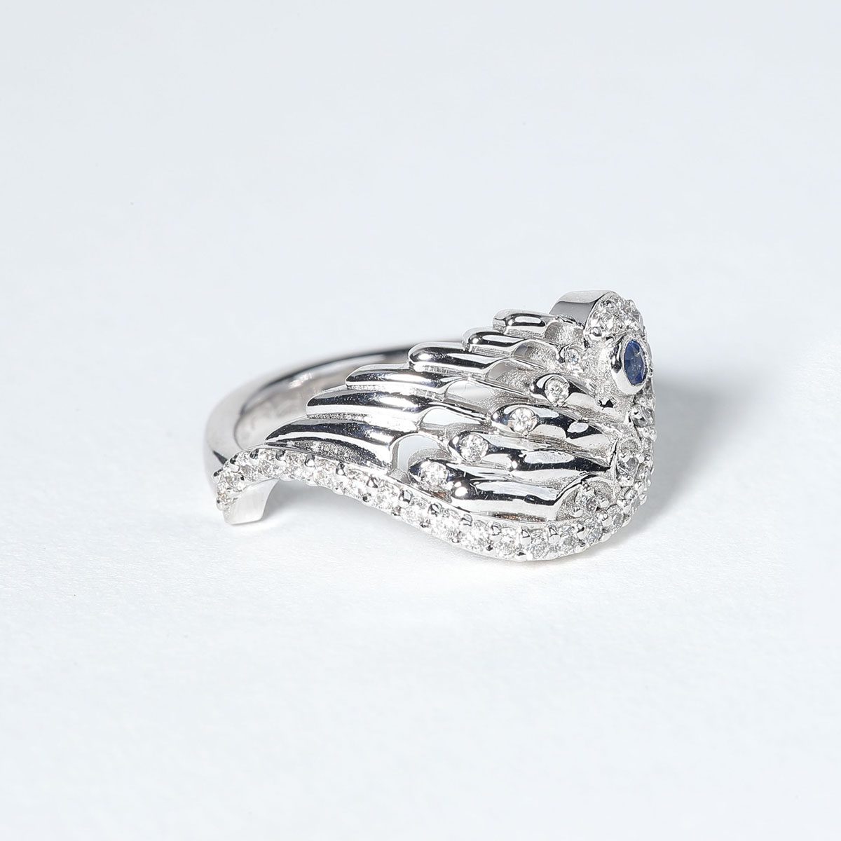 18K White Gold, Diamond & Sapphire Wrap Around Ring image 1