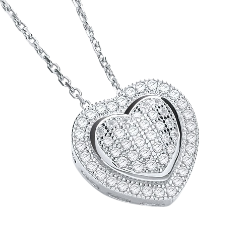 Micro Pave' Heart Pendant with 18" Chain