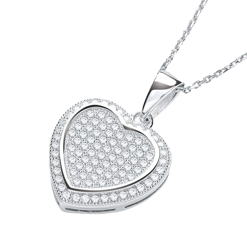 Micro Pave' Heart Pendant with 18" Chain