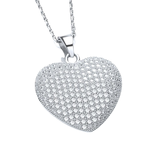 Micro Pave' Heart Pendant with 18" Chain