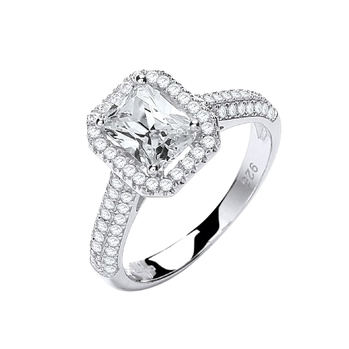 Micro Pave' Emerald Cut Centre with Shoulder Cz's Ring