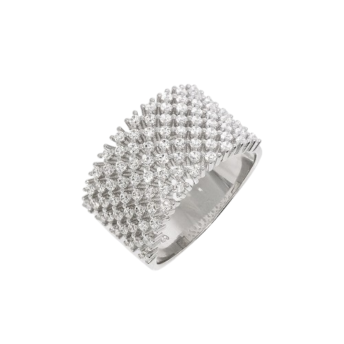 Micro Pave' Multi Row Cz Ring