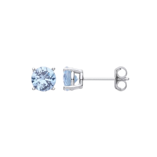 Silver Blue Round Brilliant 6mm Studs
