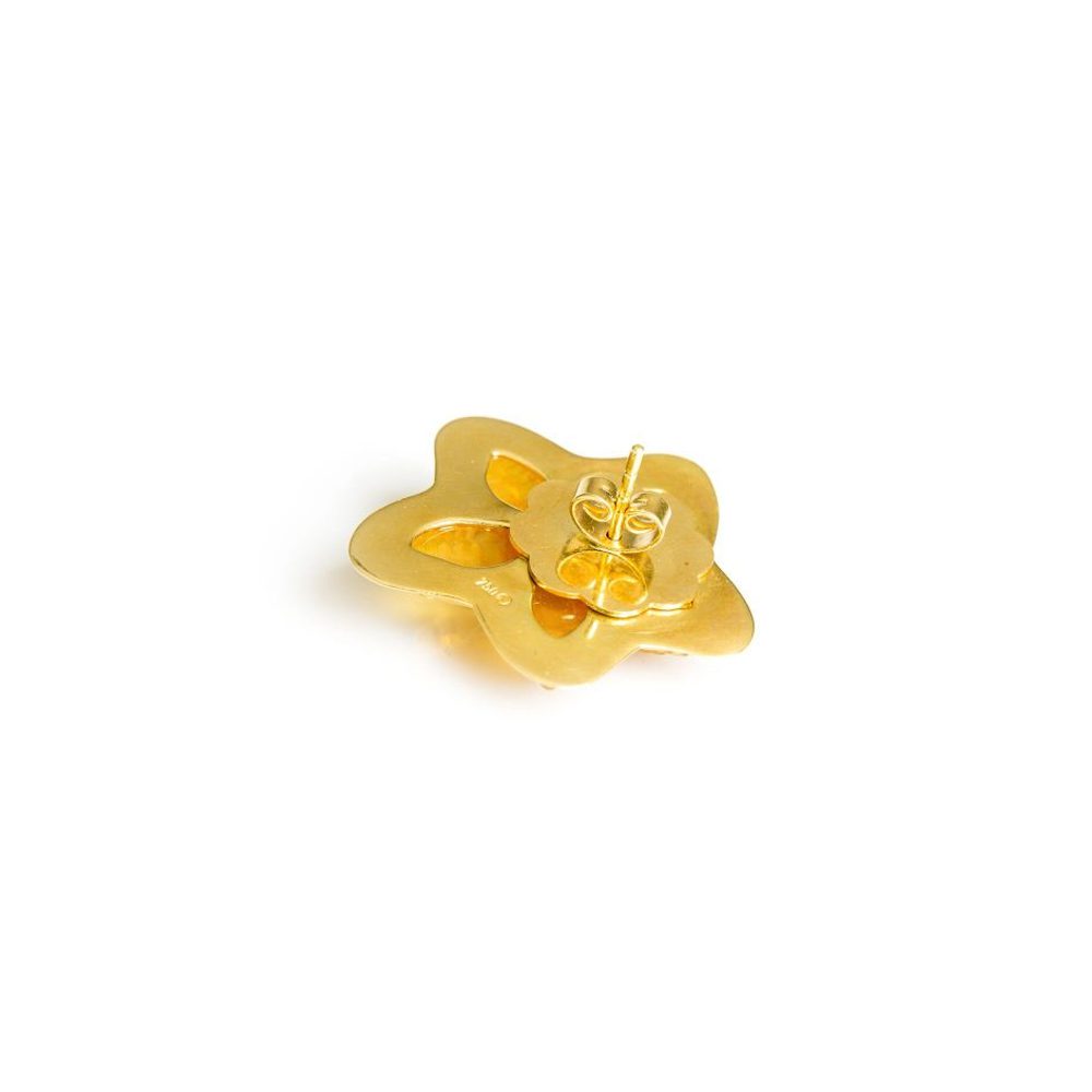 Fire Opal Starfish Earrings in Yellow Gold 18K image 2
