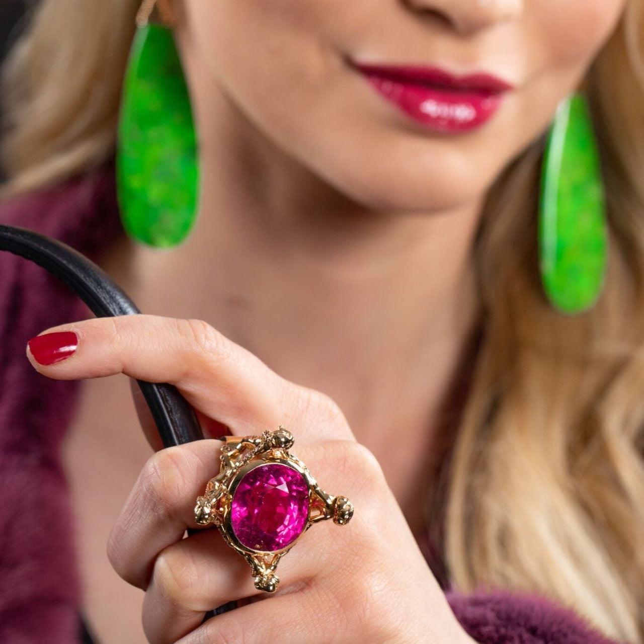"La Danse" Rubellite and Sapphire Rose Gold Ring image 8