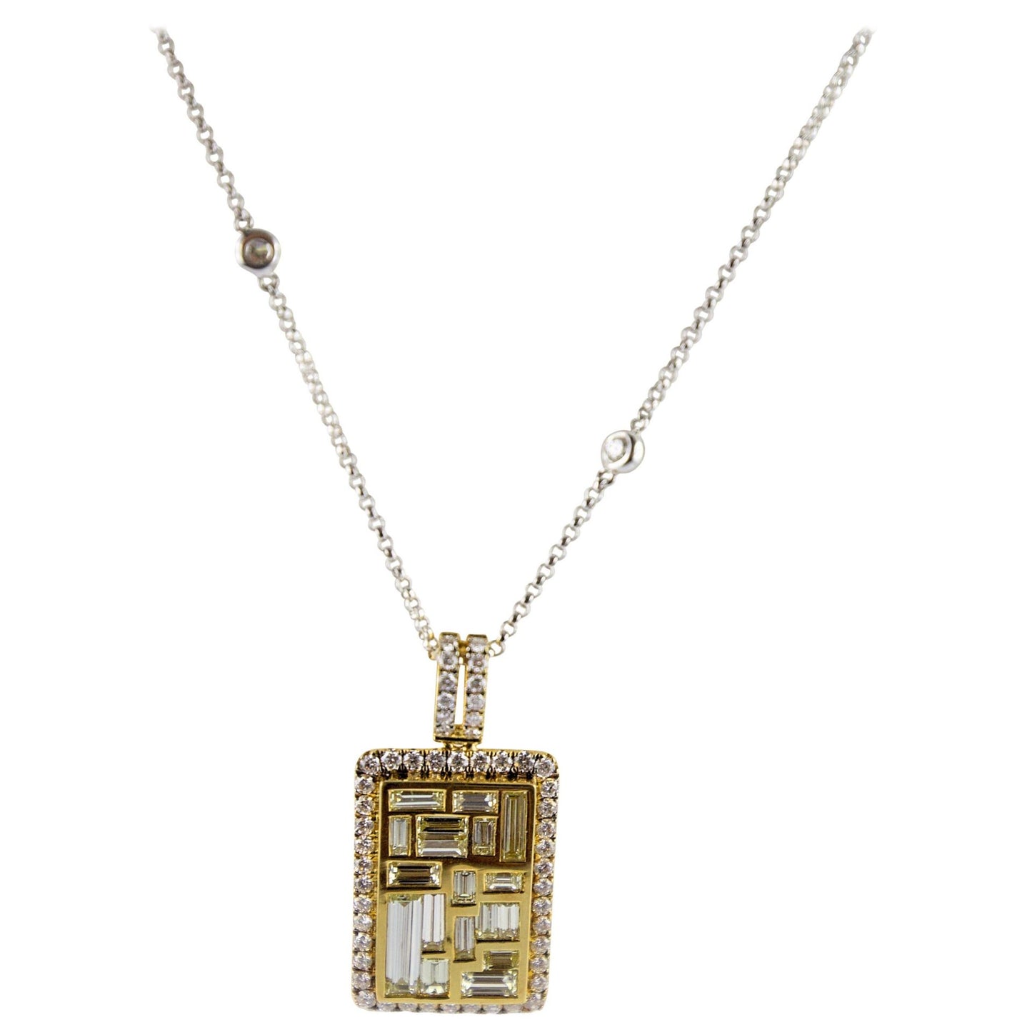 Diamonds And Yellow Gold Baguette Necklace image 0
