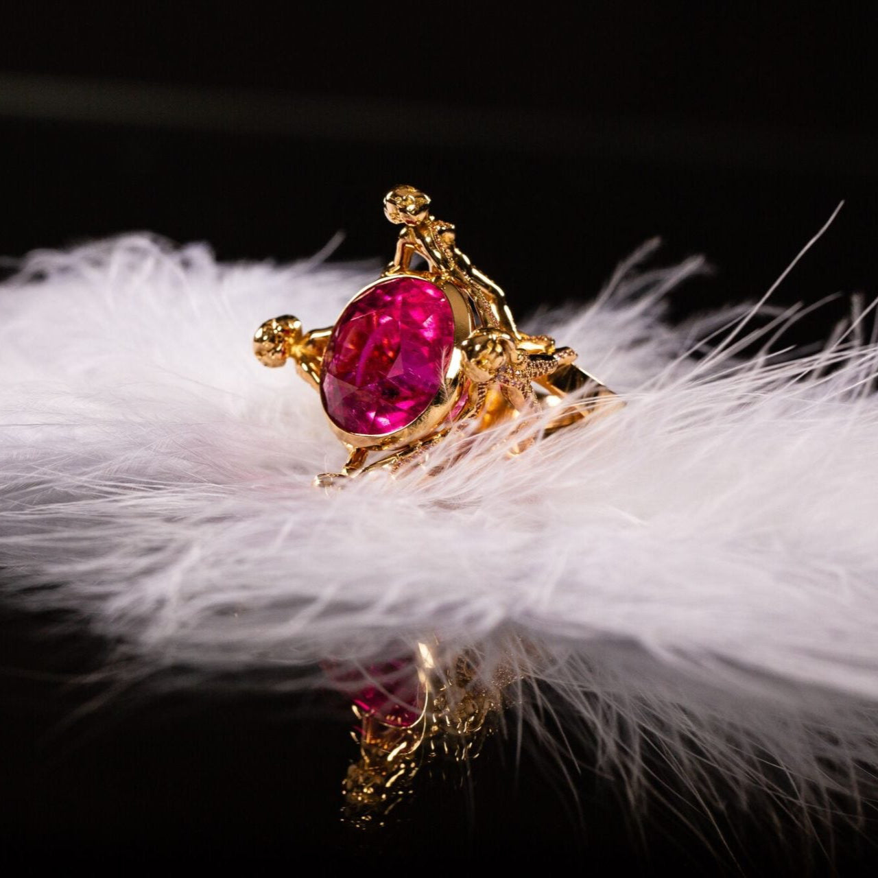 "La Danse" Rubellite and Sapphire Rose Gold Ring image 6