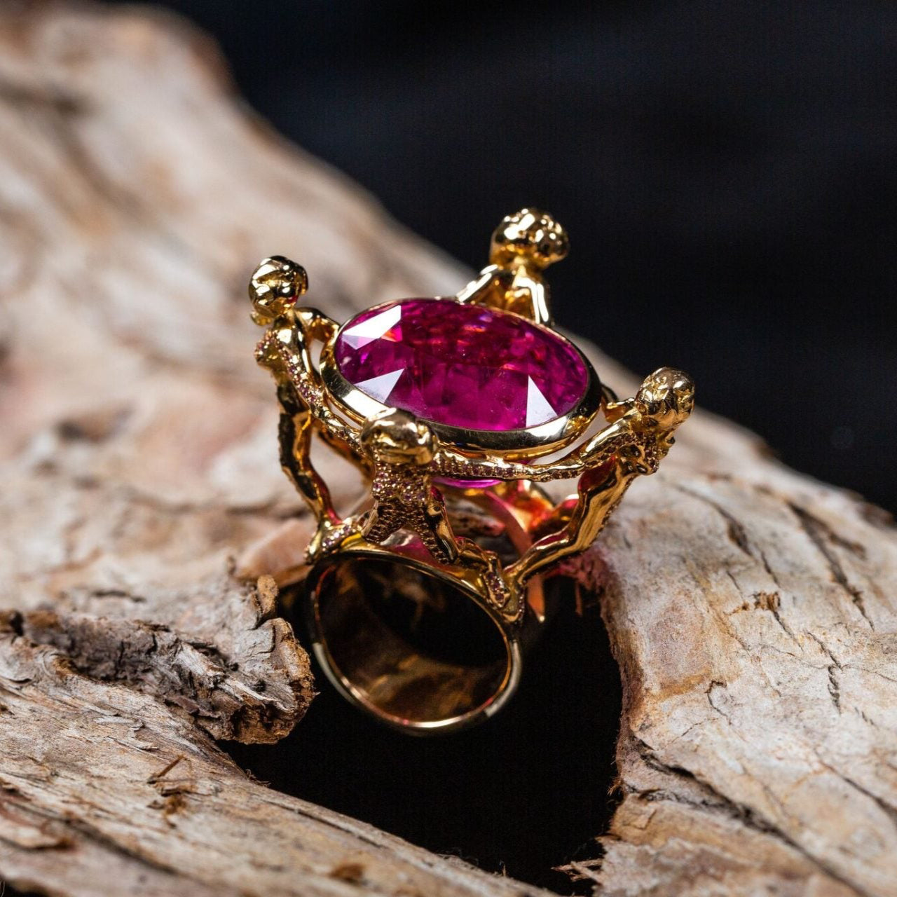 "La Danse" Rubellite and Sapphire Rose Gold Ring image 3