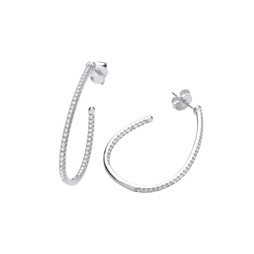 Half Hoop, Teardrop CZ Earrings