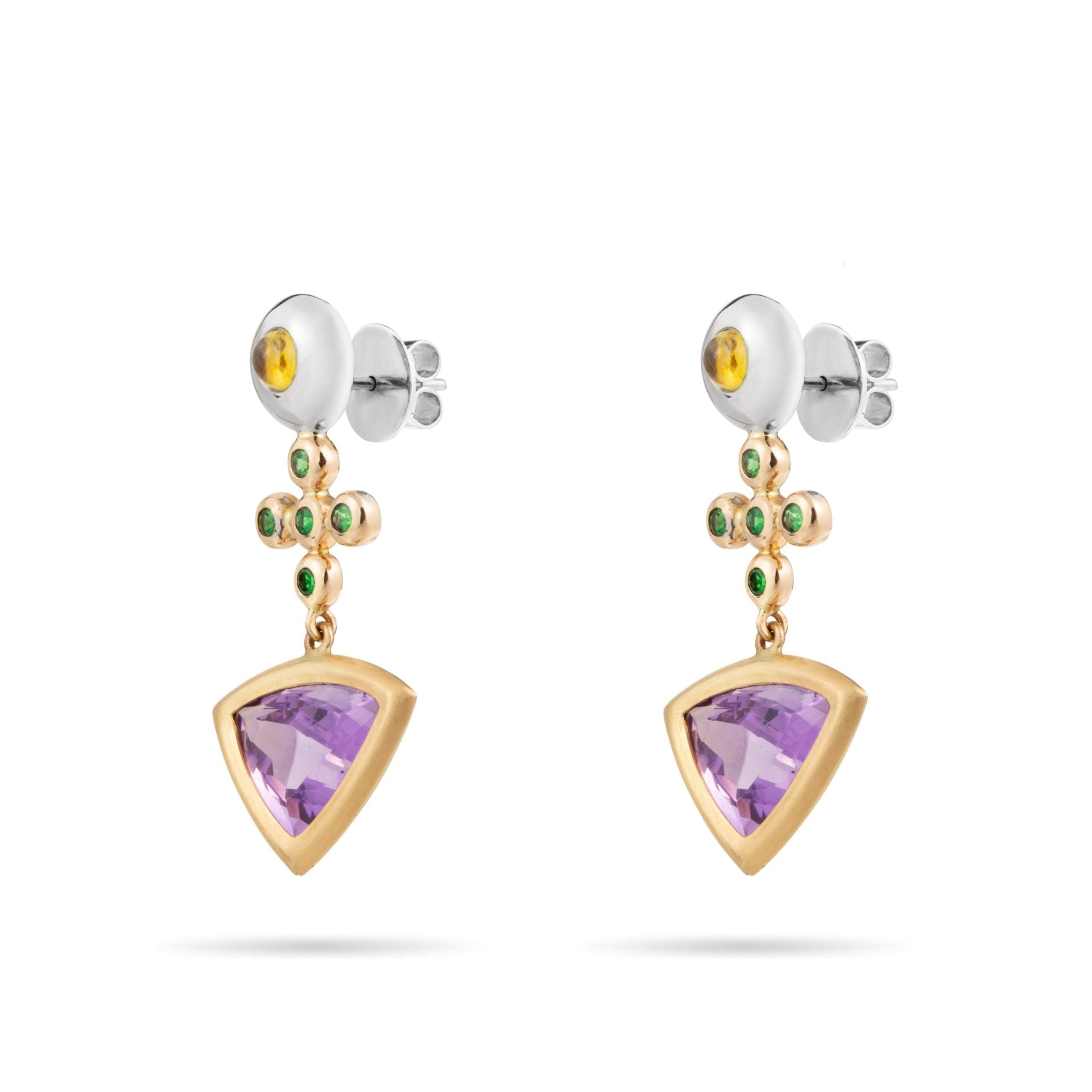 Amethyst, Tsavorite, Yellow Sapphire cocktail Earrings image 1