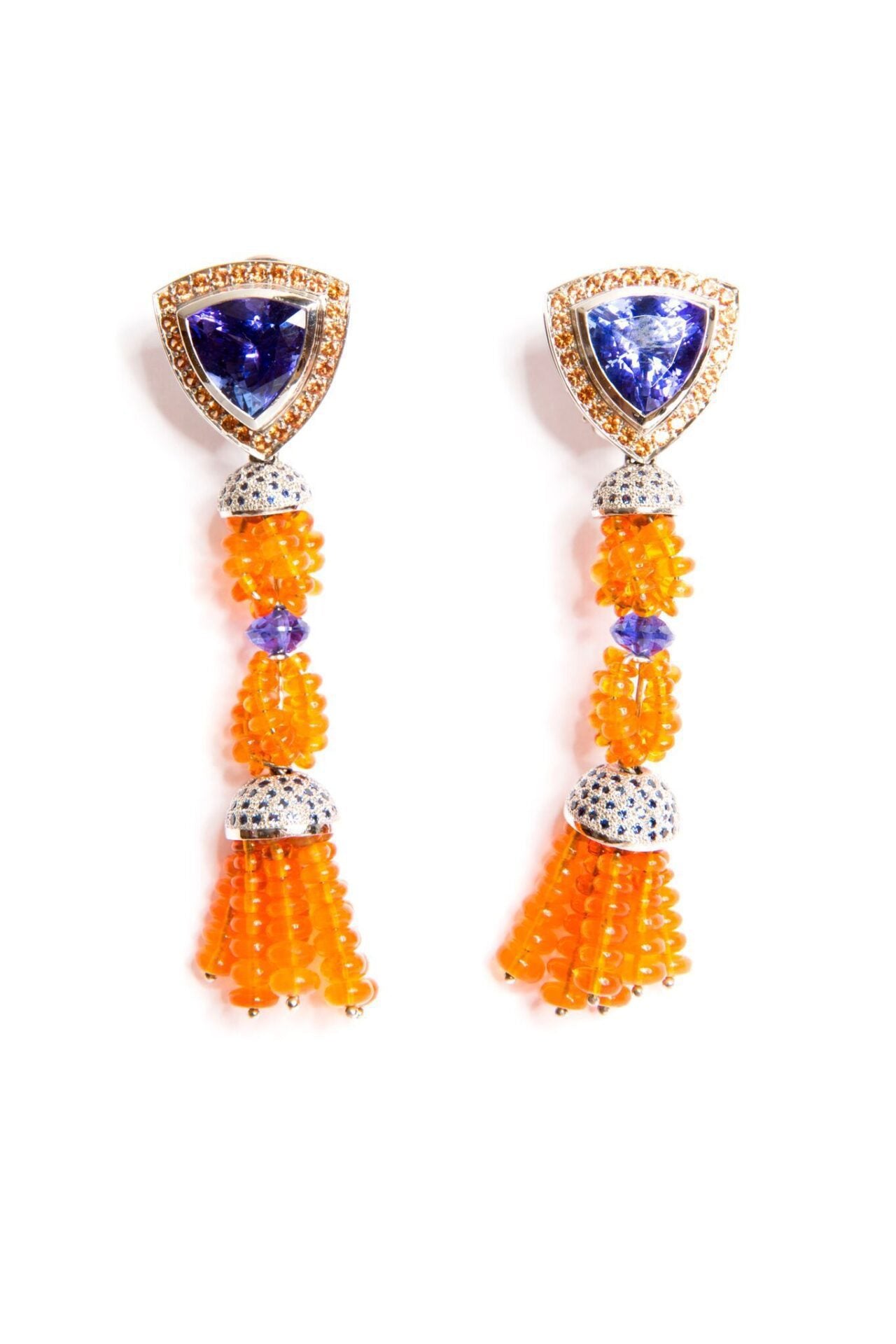 Tanzanite and Fire Opal Earrings image 0