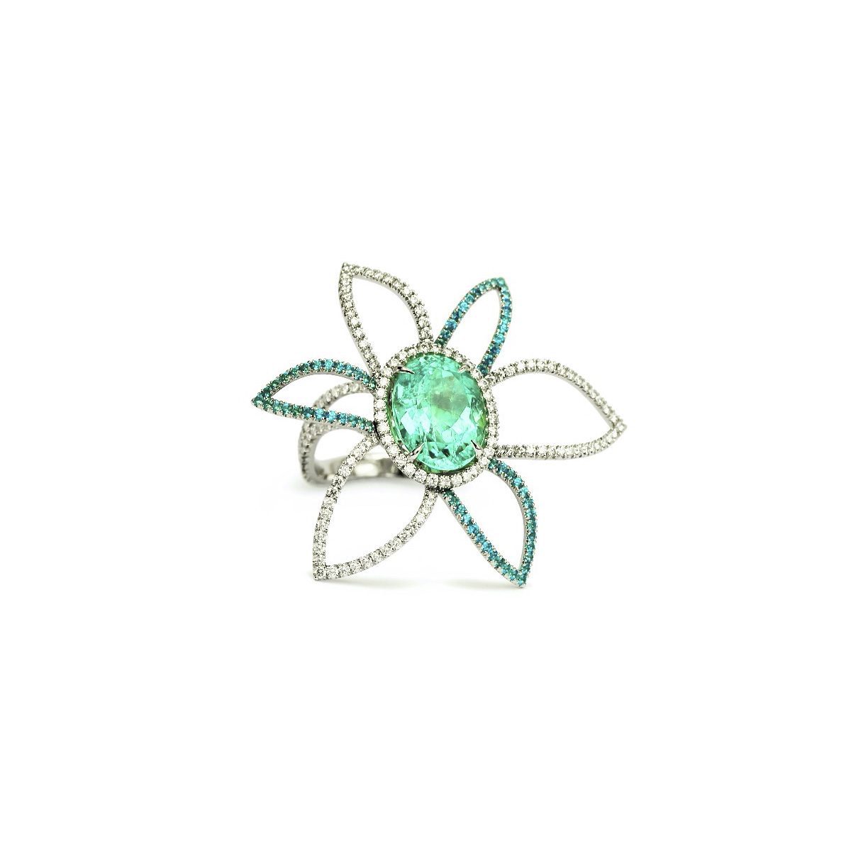 Tourmaline & Topaz Flower Ring image 0