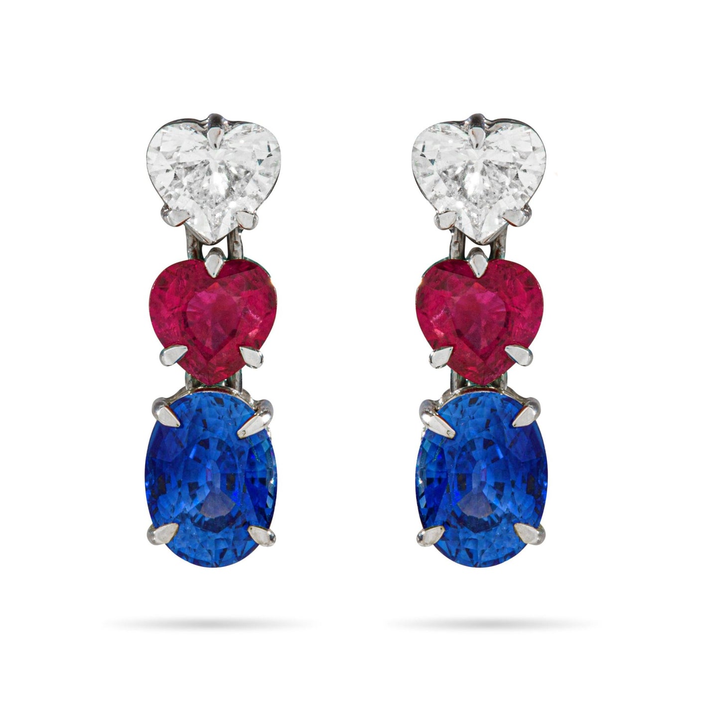 Ruby, Sapphire & Diamond Earrings in White Gold 18K image 1