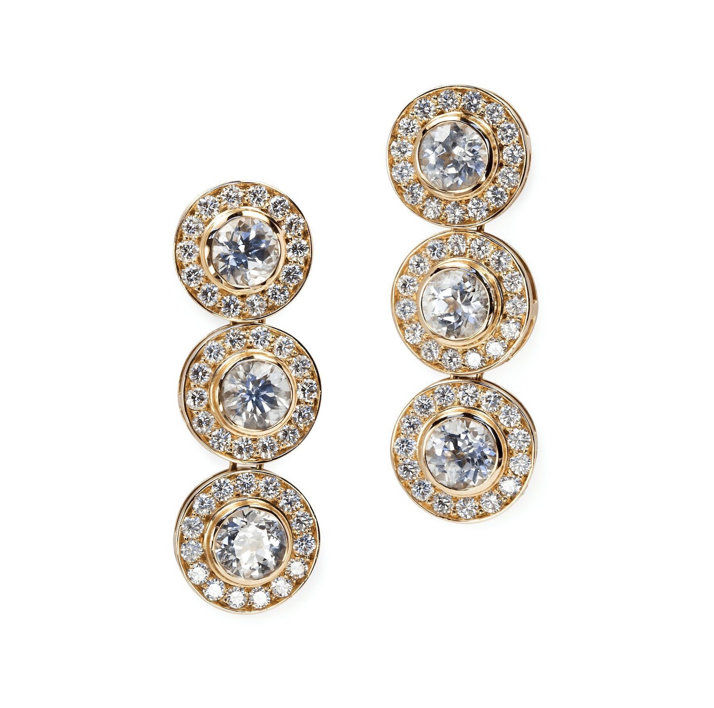 White Sapphire diamonds and Red Gold Earrings image 0