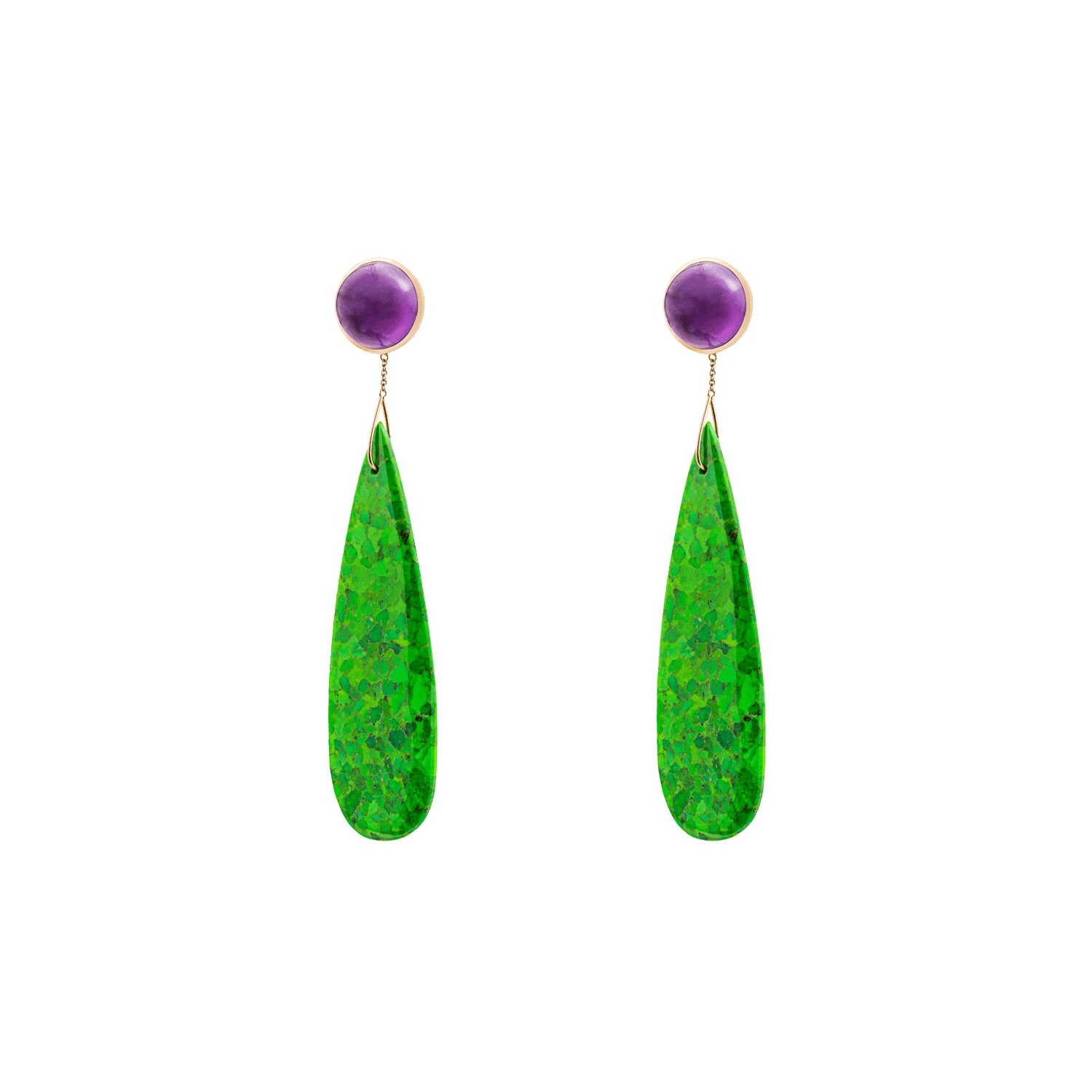 Amethyst and Green Turquoise earrings in Gold 18K image 0