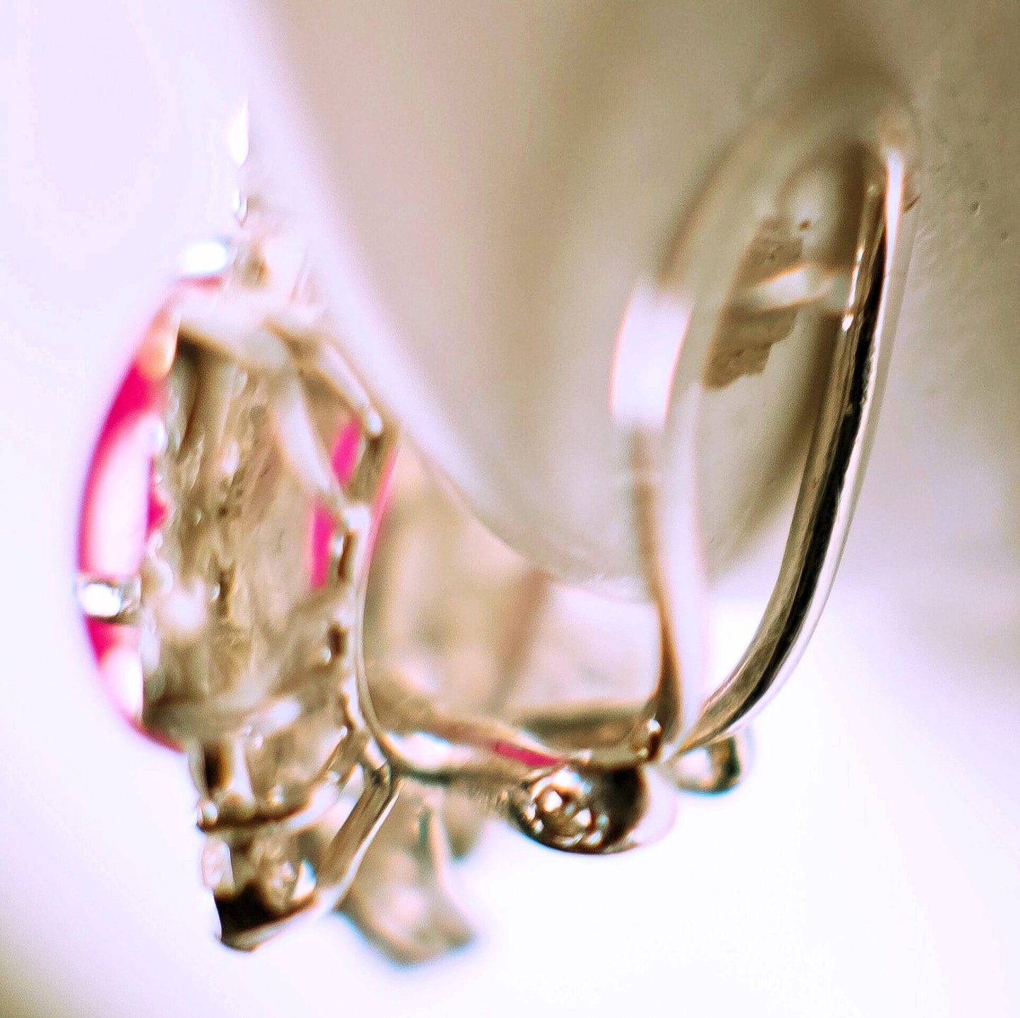 Ruby, Diamond & White Gold Halo Cluster Earrings image 2