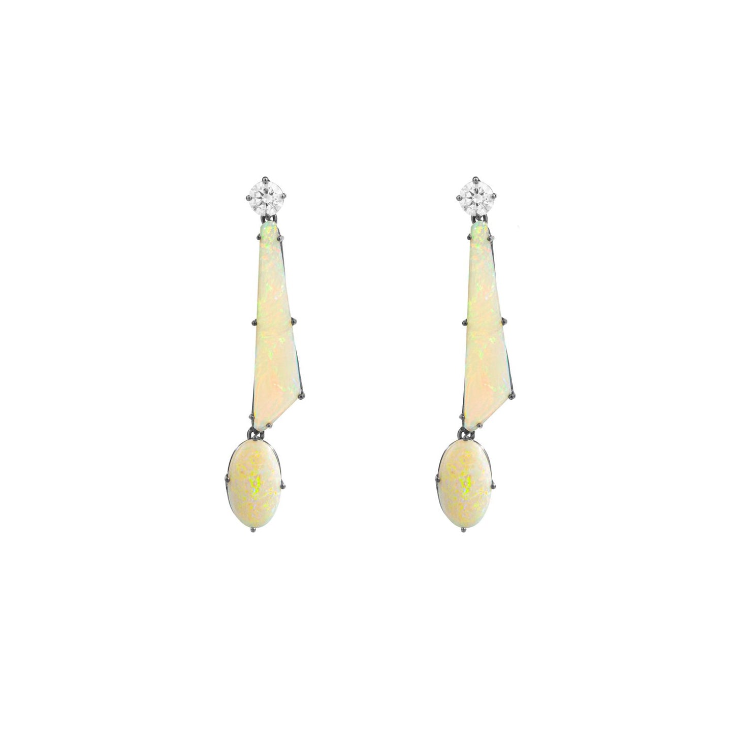 White Opal Earrings in White gold 18K image 2