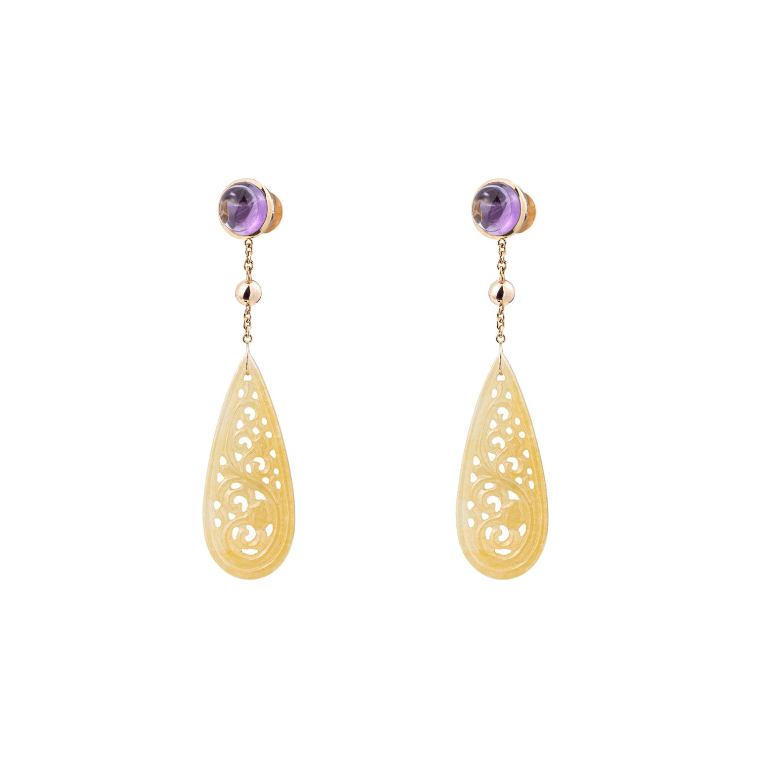 Amethyst and Jade Earrings in Gold 18K image 0