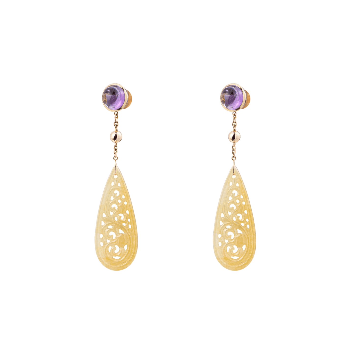 Amethyst and Jade Earrings in Gold 18K image 0