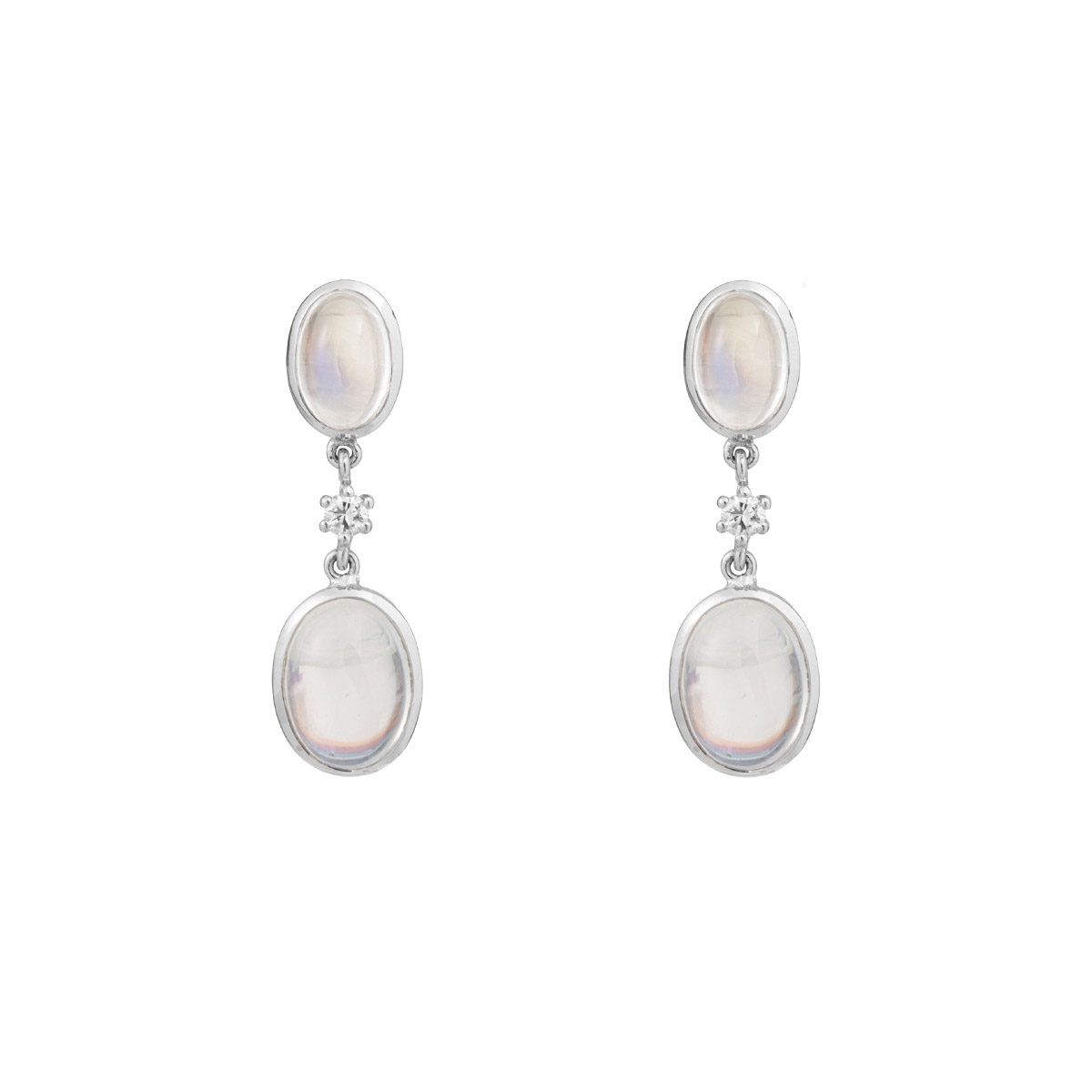 White Gold & Moonstone Diamond Drop Earrings image 1