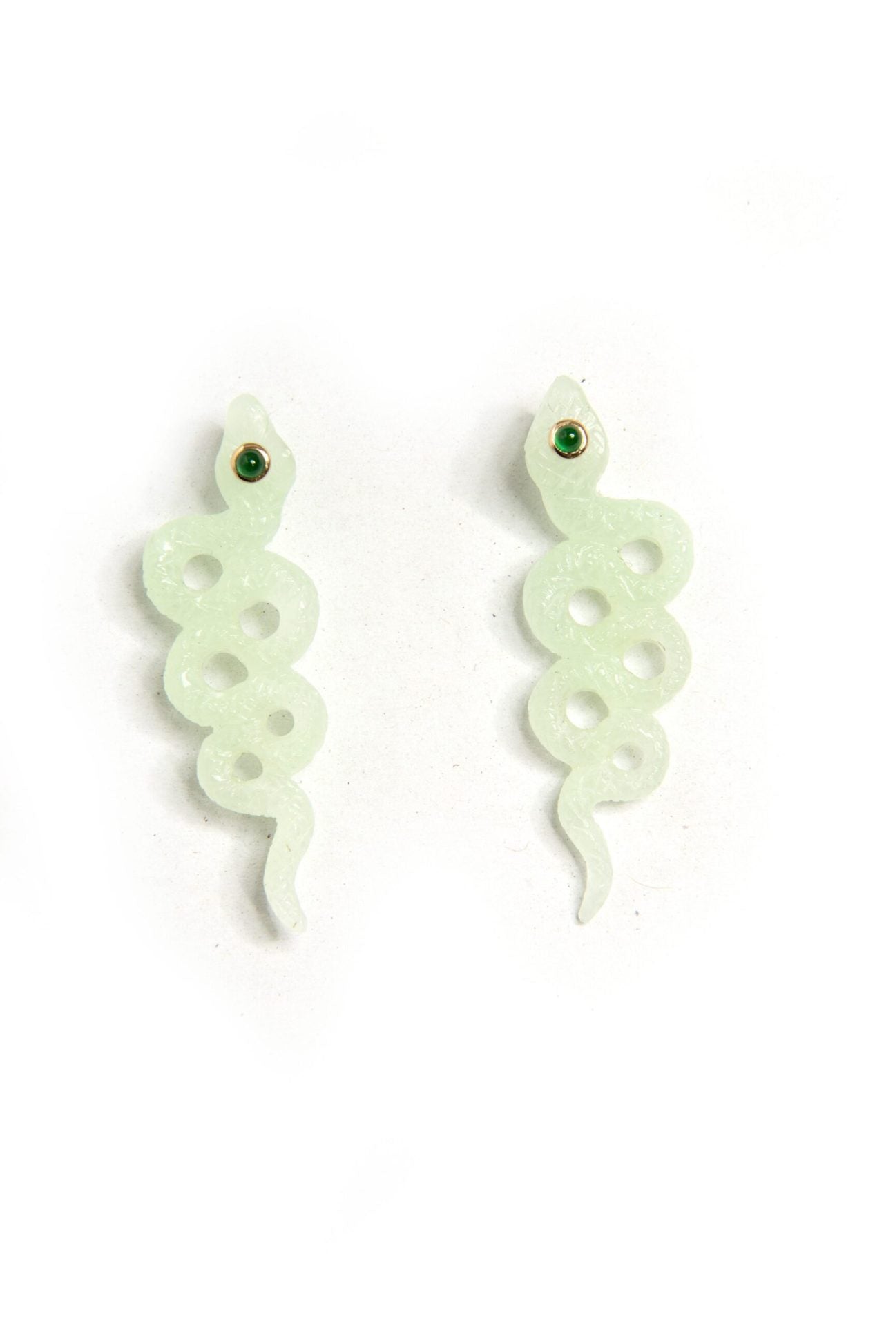 Jade and Emerald baby snake earrings image 0