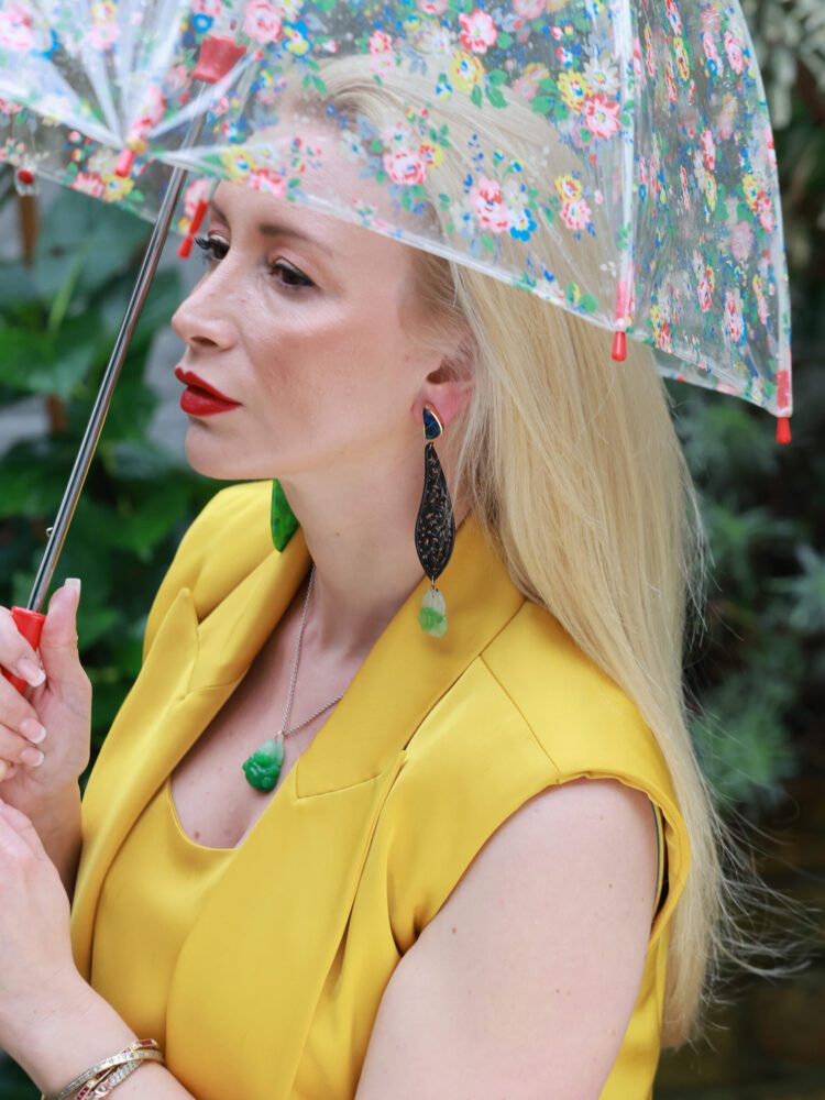 Opal and Jade Earrings in Gold 18K image 1