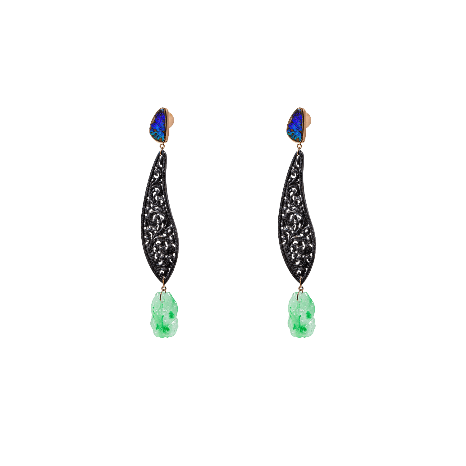 Opal and Jade Earrings in Gold 18K image 0