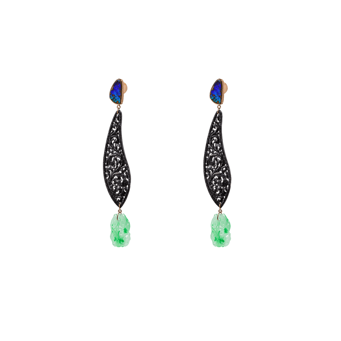Opal and Jade Earrings in Gold 18K image 0