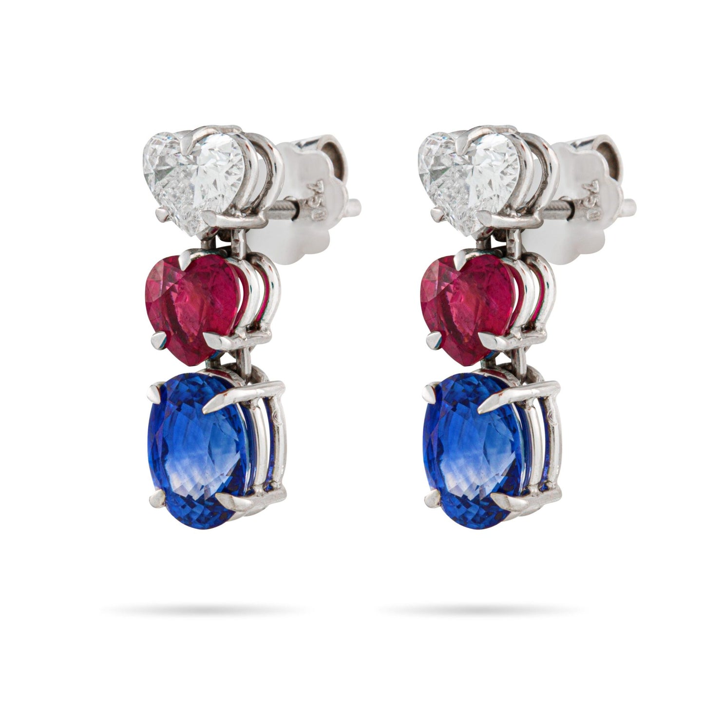 Ruby, Sapphire & Diamond Earrings in White Gold 18K image 0