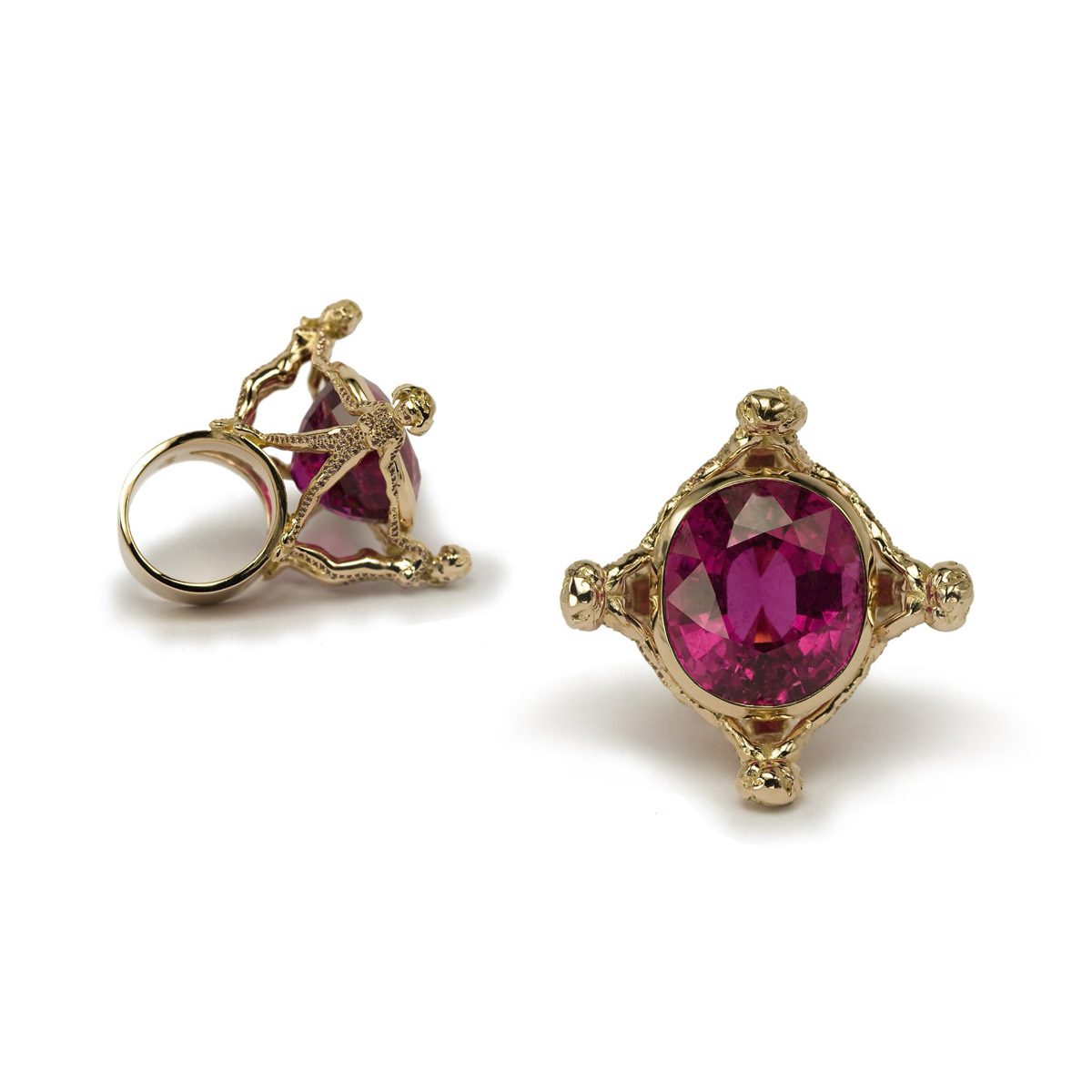 "La Danse" Rubellite and Sapphire Rose Gold Ring image 0
