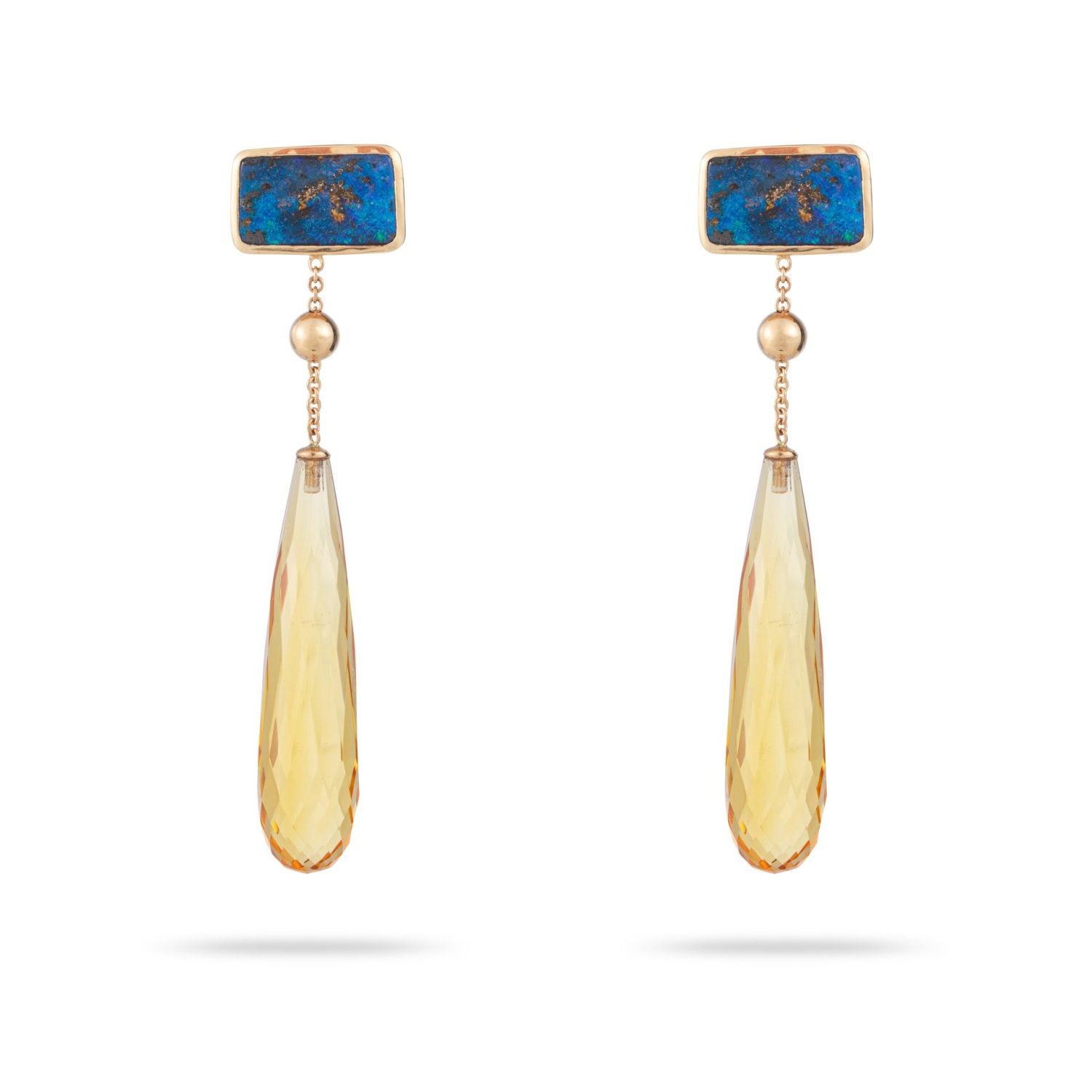 Opal and Citrin Earrings in Yellow Gold 18k image 1