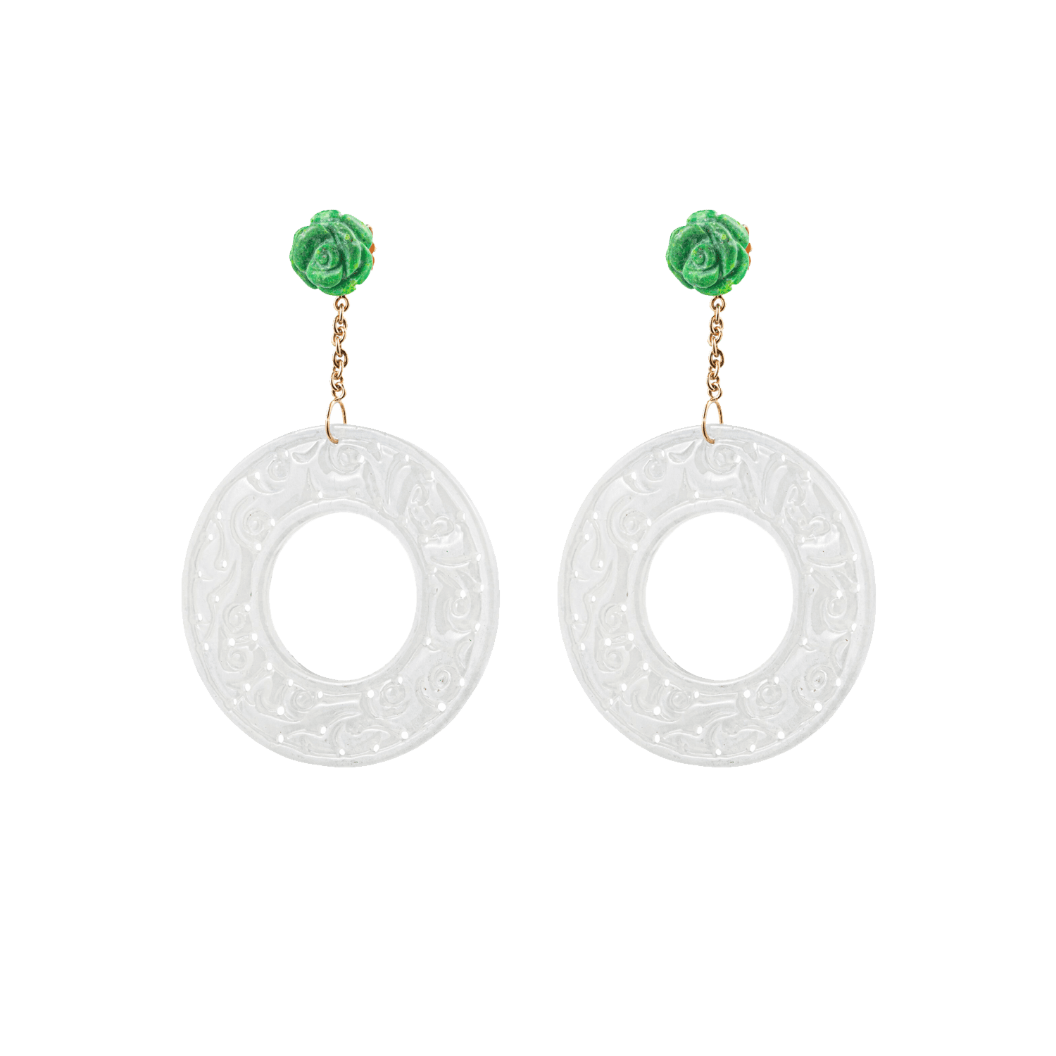 Jade Pi Slice and Malachite in Gold 18K image 0
