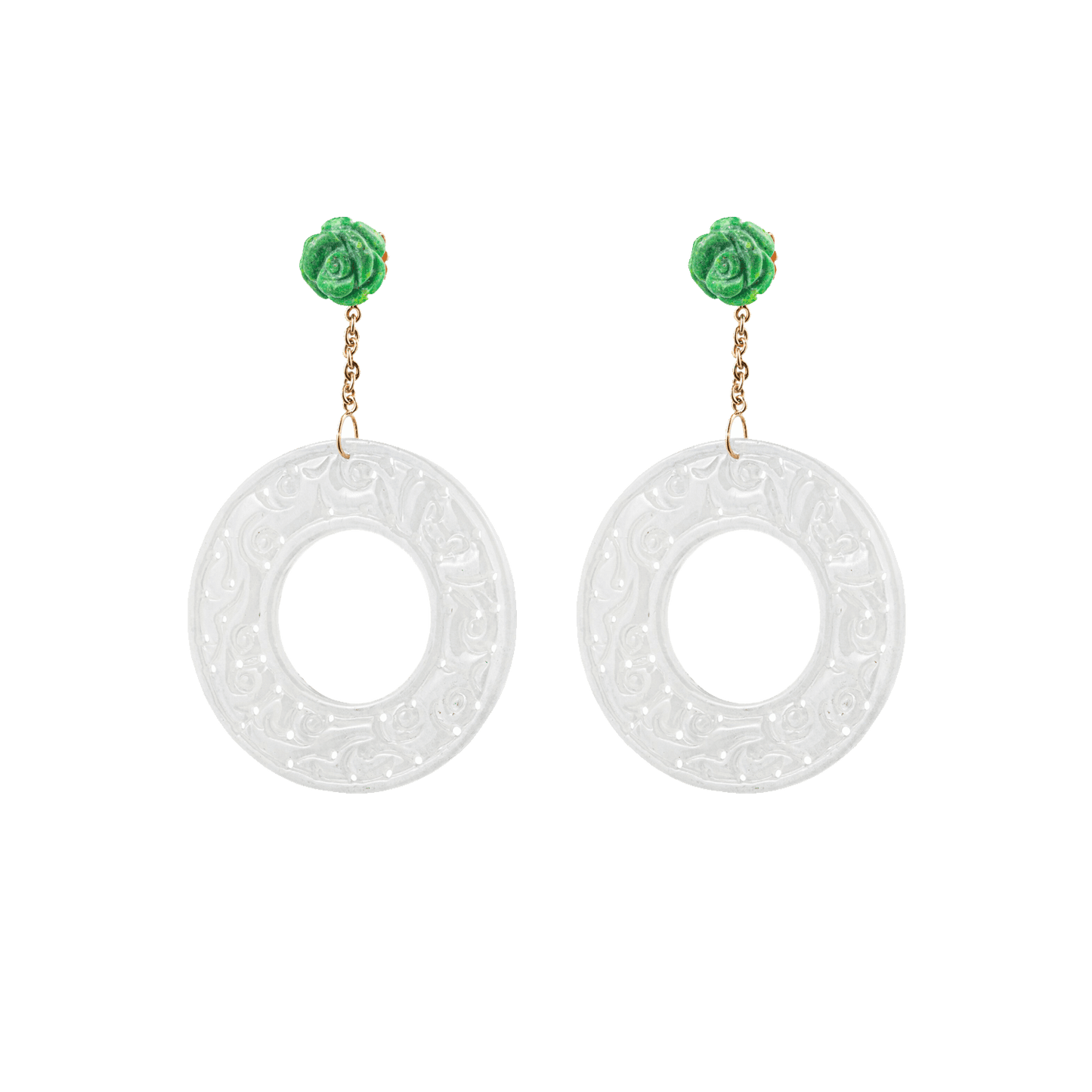 Jade Pi Slice and Malachite in Gold 18K image 0