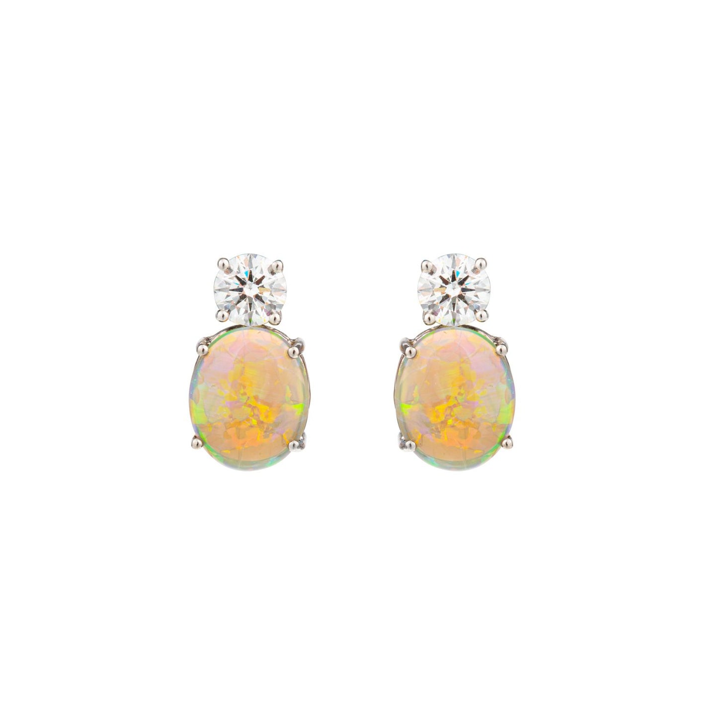 Crystal Opal and Diamond Earrings in Gold 18K image 1