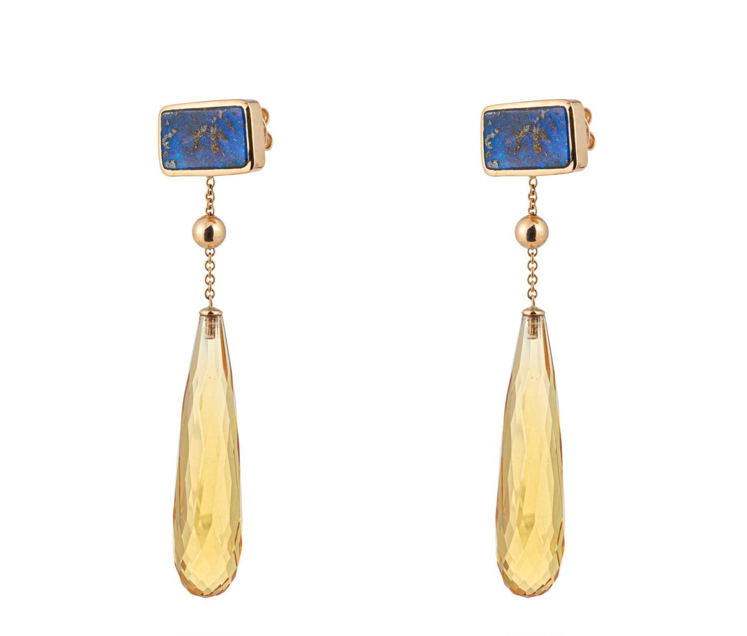 Opal and Citrin Earrings in Yellow Gold 18k image 0