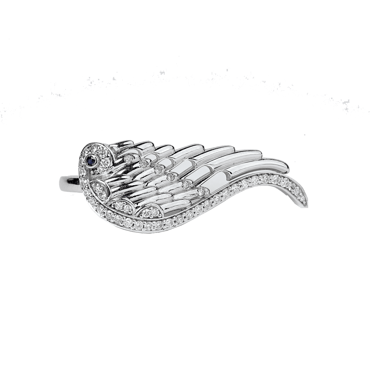 925 Sterling Silver & CZ Wing Spread Ring image 0