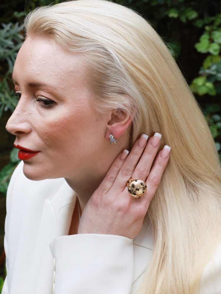 Crystal Opal and Diamond Earrings in Gold 18K image 2