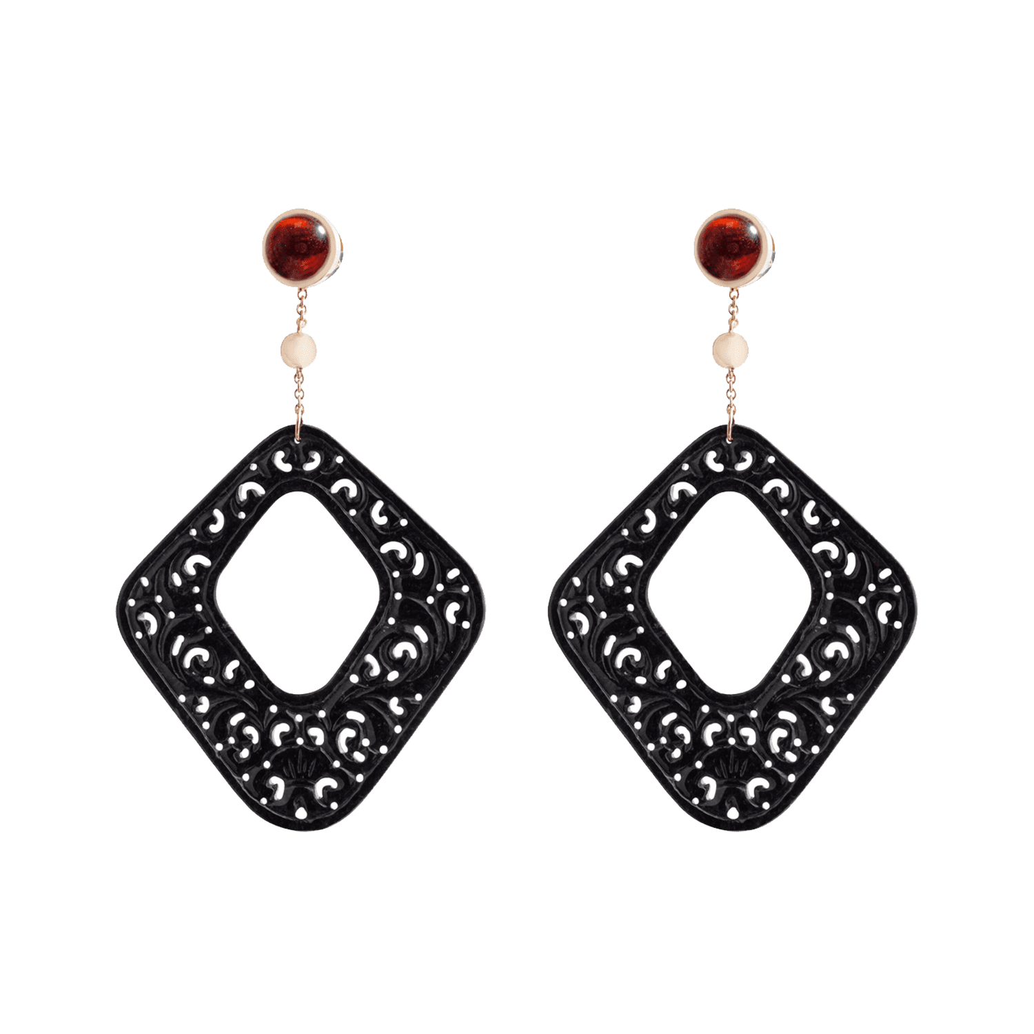 Black Jade and Garnet Earrings in Gold 18K image 0