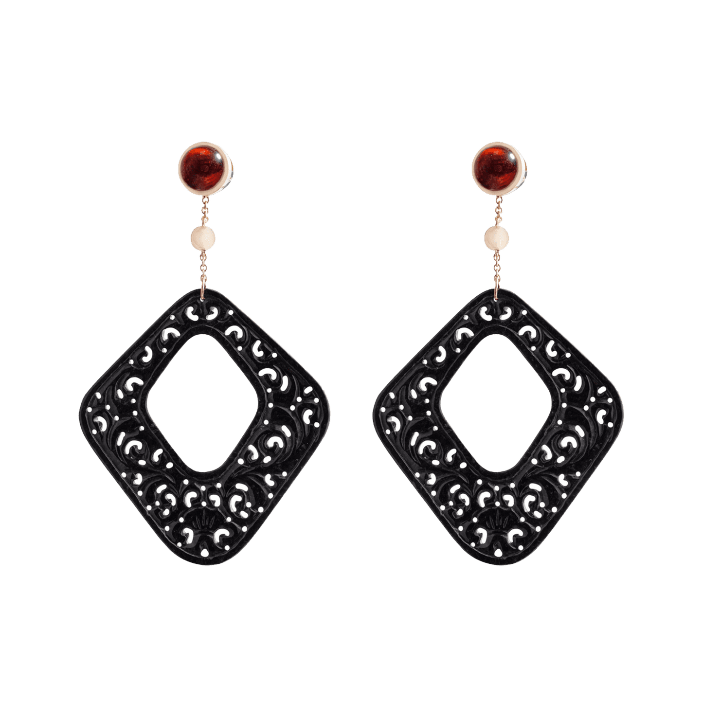 Black Jade and Garnet Earrings in Gold 18K image 0