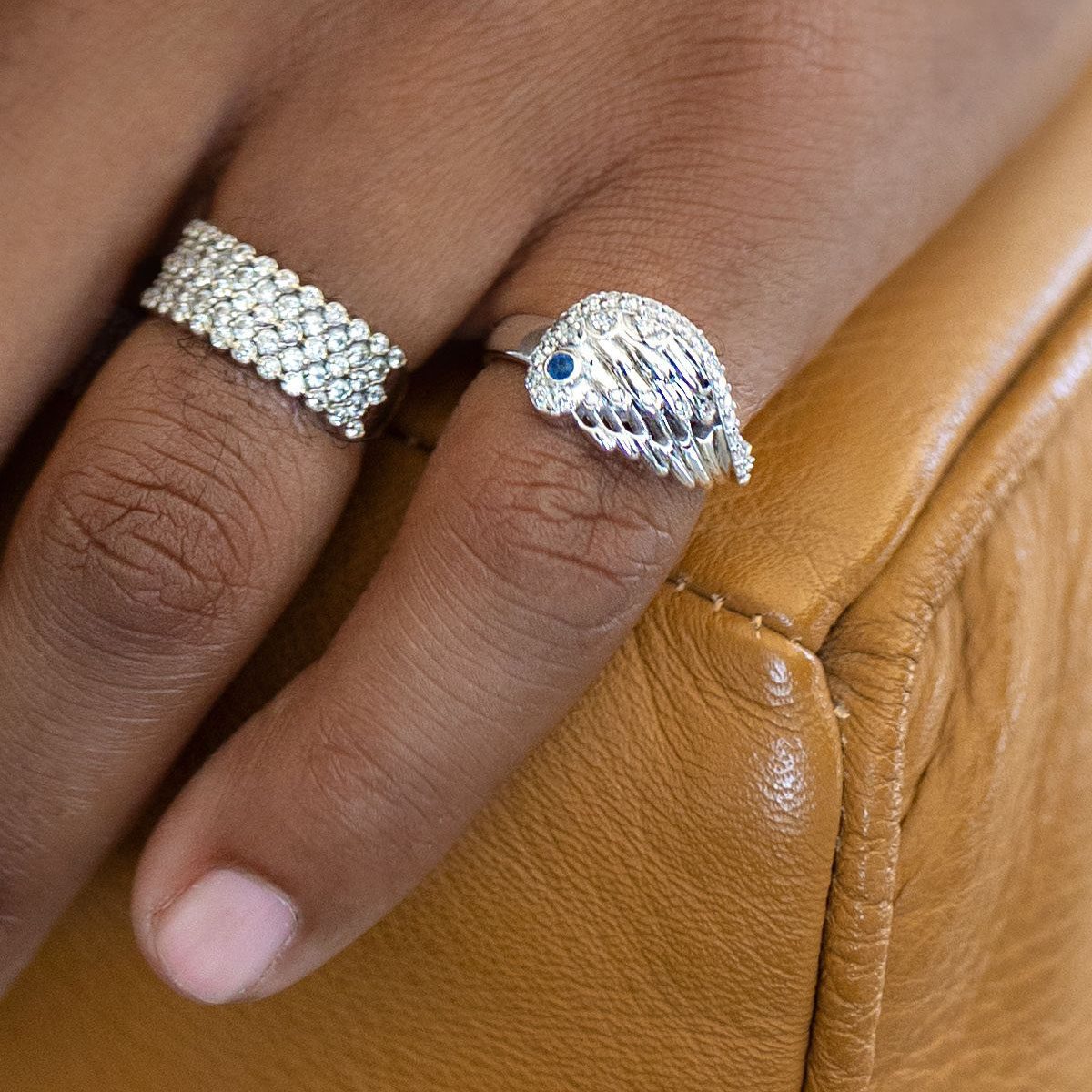 18K White Gold, Diamond & Sapphire Wrap Around Ring image 4