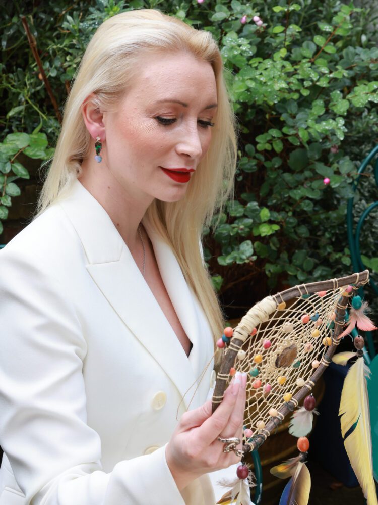 Boulder and White Opal Earrings in Gold 18K image 1