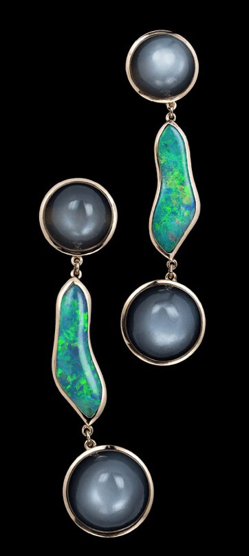 Opal and Moonstone Earrings in Gold 18K image 0