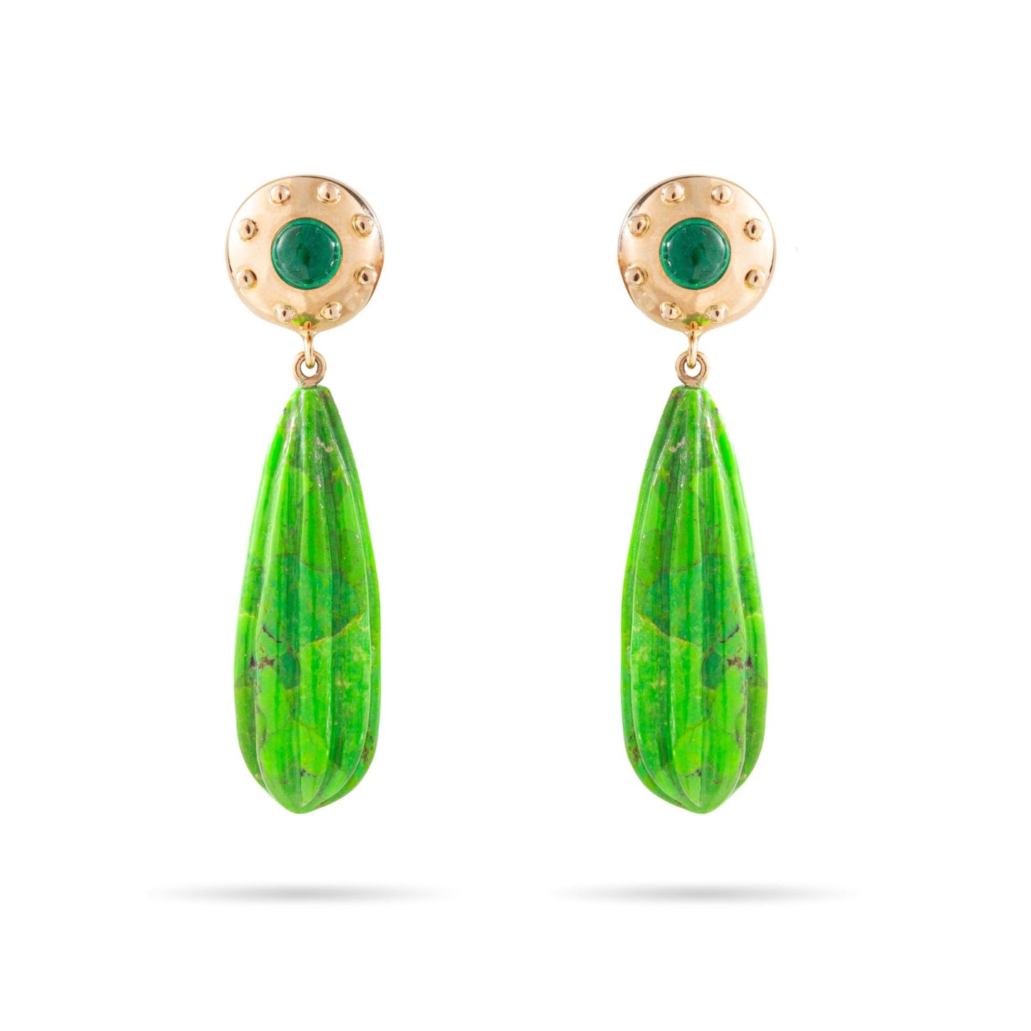 Green turquoise pendant earrings in rose gold 18K image 1