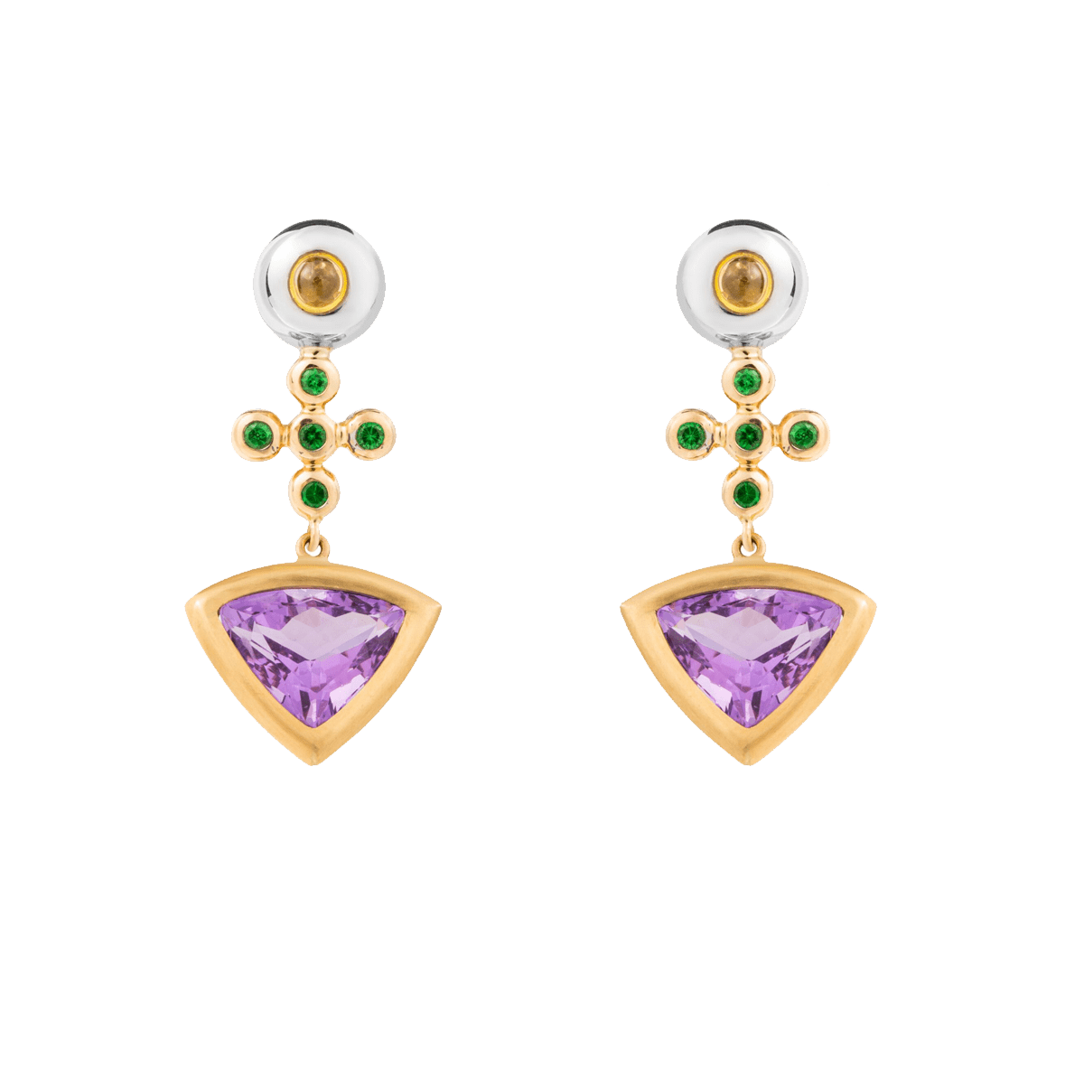 Amethyst, Tsavorite, Yellow Sapphire cocktail Earrings image 0